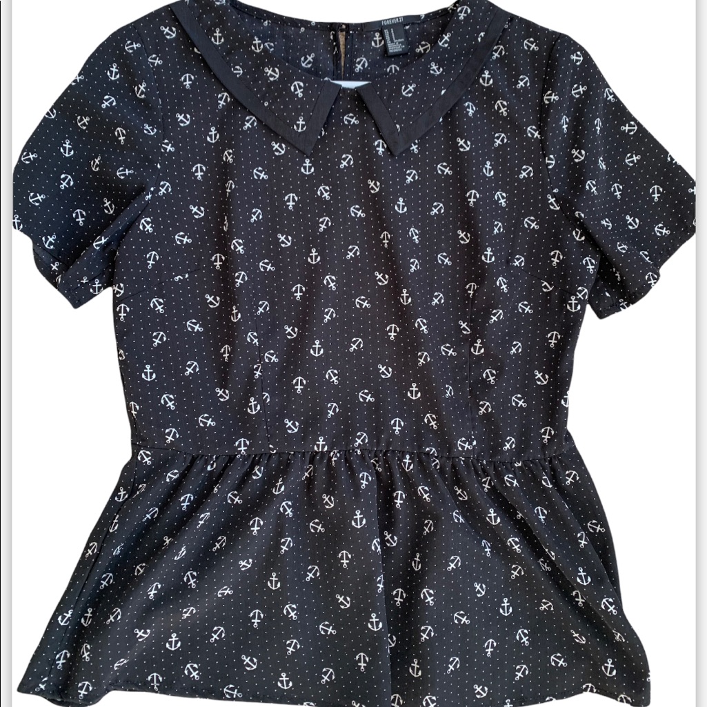 Forever 21 Short Sleeve Shirt With Anchor Pattern